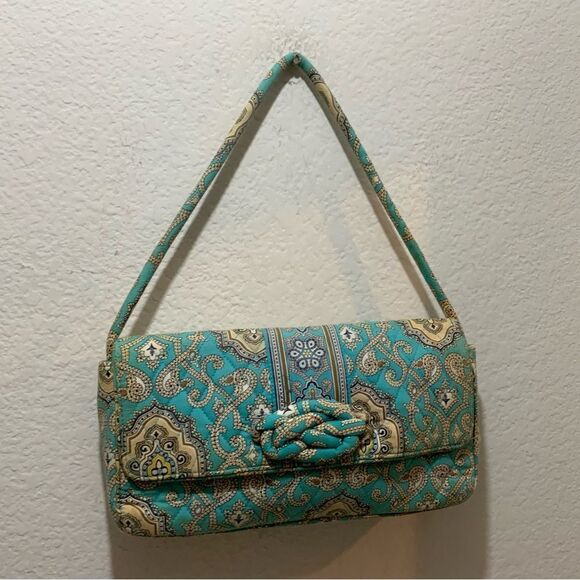 Vera Bradley Totally Turq Knot Clutch Shoulder Bag - Picture 2 of 9